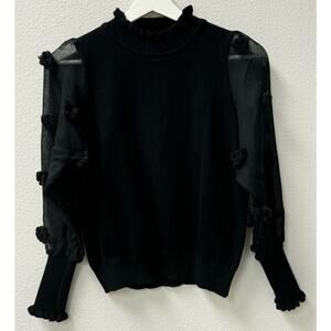 Haute Rouge Women’s Sweater Sheer Sleeves Black Size‎ Small